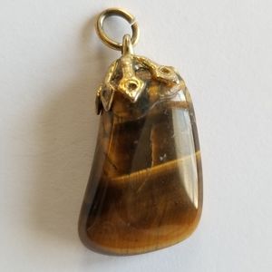 Vintage tiger eye pendant polished stone tumbled